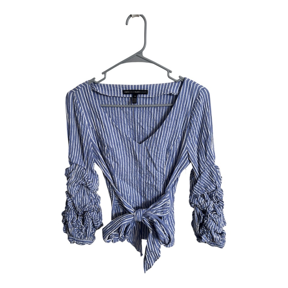 Blue Seersucker Striped Women's Top